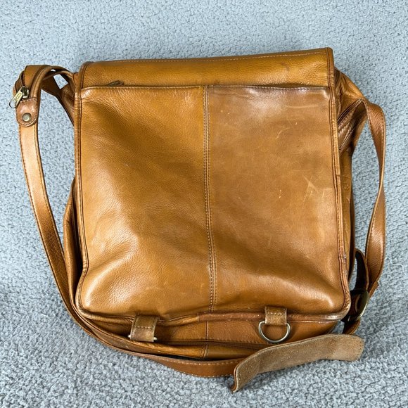 Boulder Ridge Leather Book Bag Messenger Shoulder Strap Heavy Worn In School - Picture 2 of 16